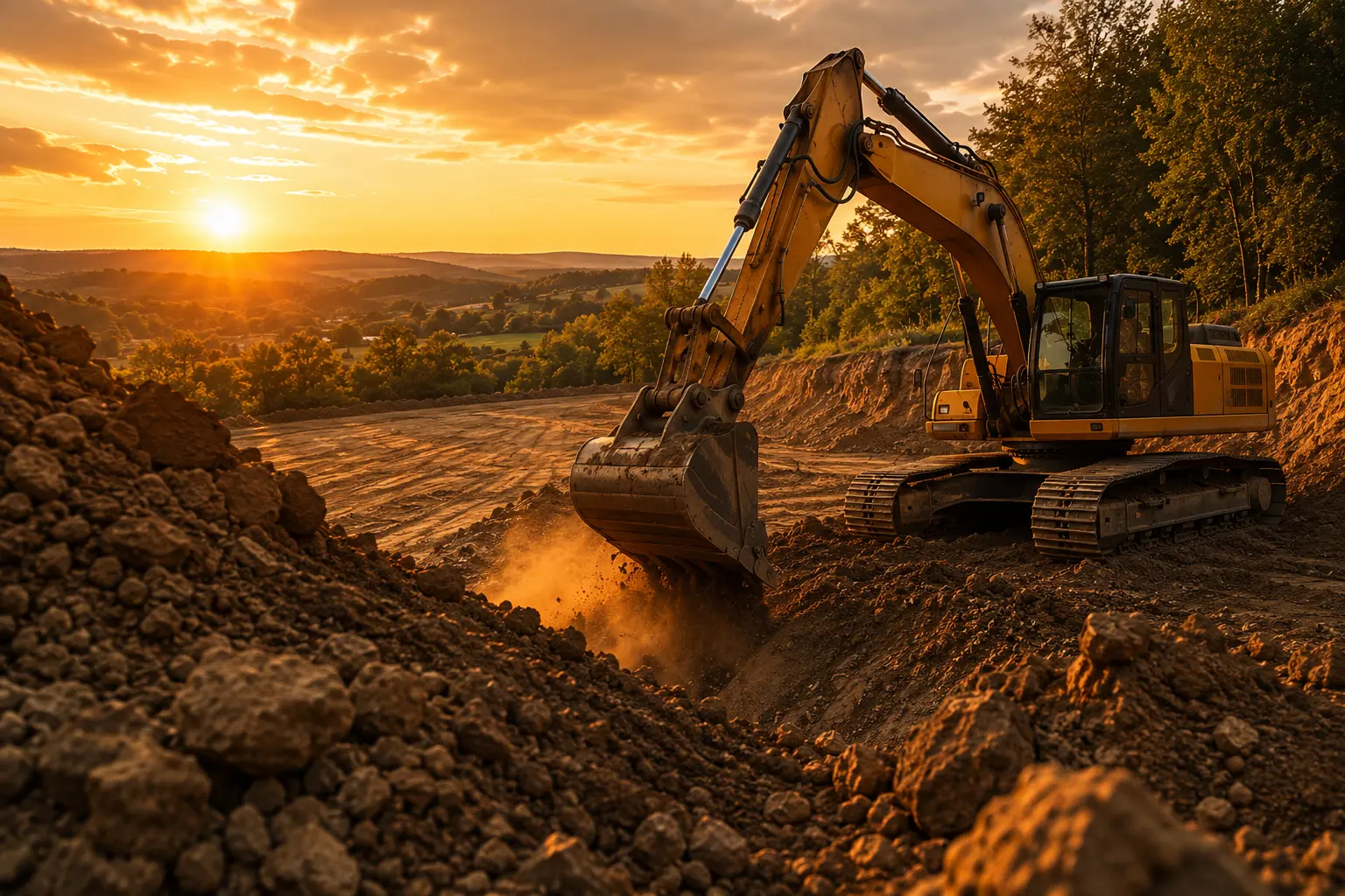 ABCO excavation equipment on a jobsite near Gouldsboro and Eagle Lake, PA
